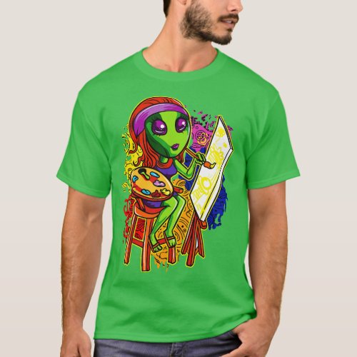 Psychedelic Hippie  Artist Girl T_Shirt