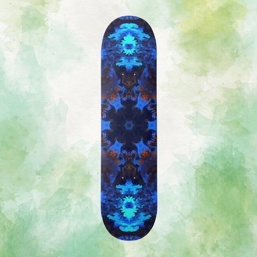Psychedelic Hippie Blue and Orange Skateboard