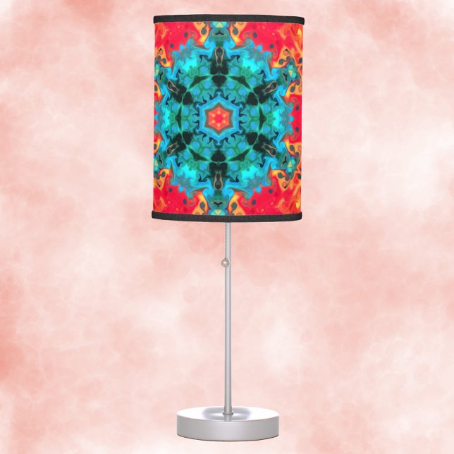 Psychedelic Hippie Blue and Red Table Lamp (Creator Uploaded)