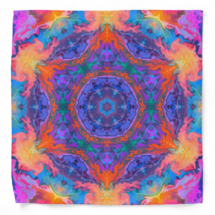 Psychedelic Hippie Blue Orange and Pink Bandana