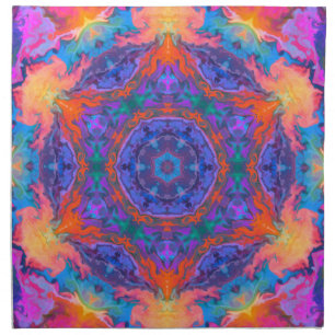 Psychedelic Hippie Blue Orange and Pink Cloth Napkin