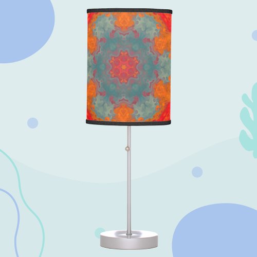 Psychedelic Hippie Blue Orange and Red Table Lamp