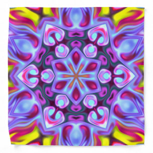 Psychedelic Hippie Blue Pink and Yellow Bandana