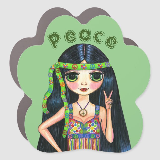 Psychedelic Hippie Chick Peace Sign Headband 1960s (Front)