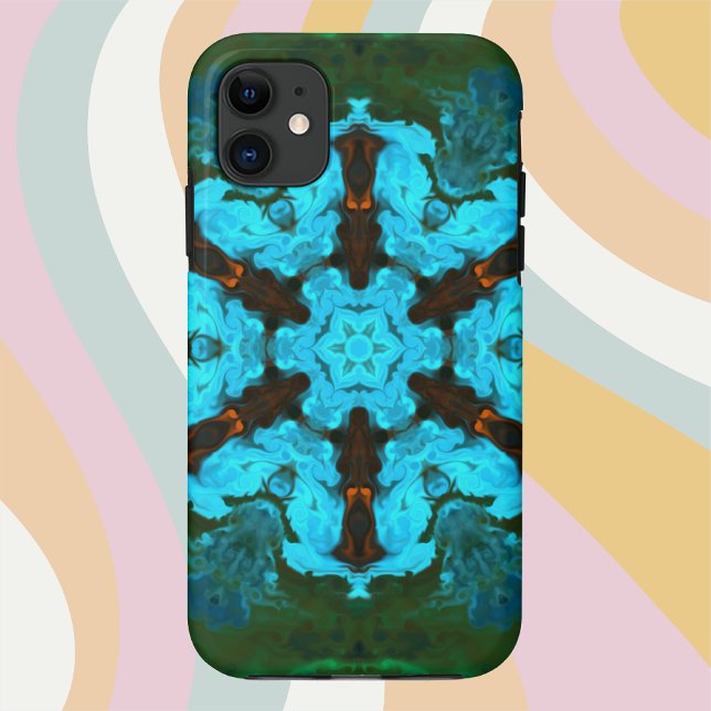 Psychedelic Hippie Flower Blue and Green Case-Mate iPhone Case (Creator Uploaded)