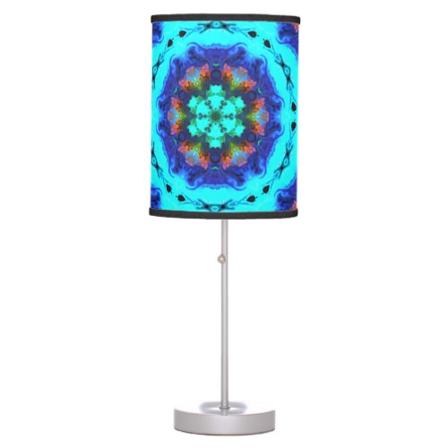 Psychedelic Hippie Flower Blue Orange and Green Table Lamp