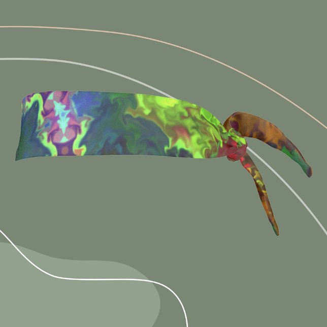 Psychedelic Hippie Flower Green Red and Orange Tie Headband (Creator Uploaded)