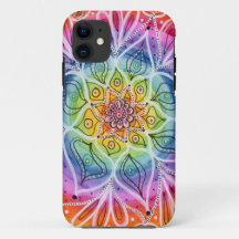 Psychedelic, Hippie, Flower Mandala iPhone 11 Case
