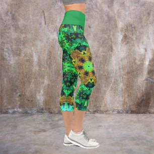 Psychedelic Hippie Flower Orange and Green Legging