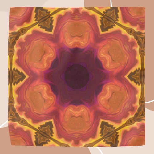 Psychedelic Hippie Flower Orange Purple and Yellow Bandana