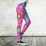 Psychedelic Hippie Flower Pink Blue and Orange Leggings<br><div class="desc">This psychedelic kaleidoscope design features pink,  blue,  and orange. Vibrant trippy visuals for the modern hippie or anyone who loves bright colors!</div>