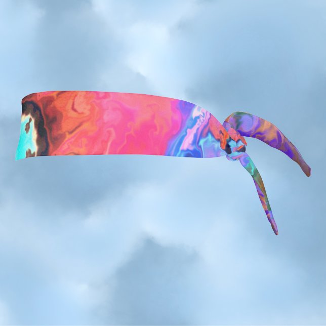 Psychedelic Hippie Flower Pink Blue and Orange Tie Headband (Creator Uploaded)