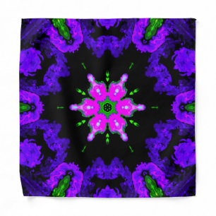 Psychedelic Hippie Flower Pink Purple and Green Bandana