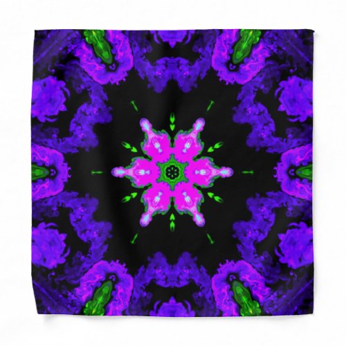 Psychedelic Hippie Flower Pink Purple and Green Bandana