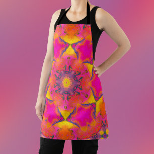 Psychedelic Hippie Flower Pink Purple and Yellow  Apron