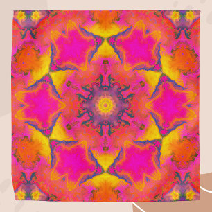 Psychedelic Hippie Flower Pink Purple and Yellow Bandana