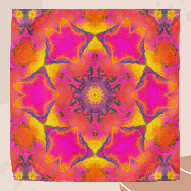 Psychedelic Hippie Flower Pink Purple and Yellow Bandana (Creator Uploaded)