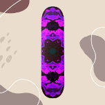 Psychedelic Hippie Flower Purple Skateboard<br><div class="desc">This psychedelic kaleidoscope design features purple and black. Vibrant trippy visuals for the modern hippie or anyone who loves bright colors!</div>