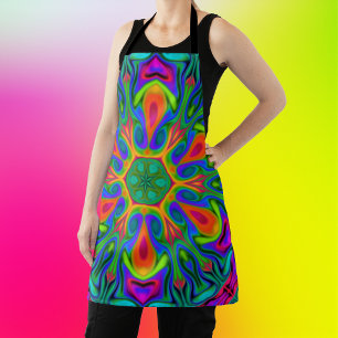Psychedelic Hippie Flower Rainbow Apron