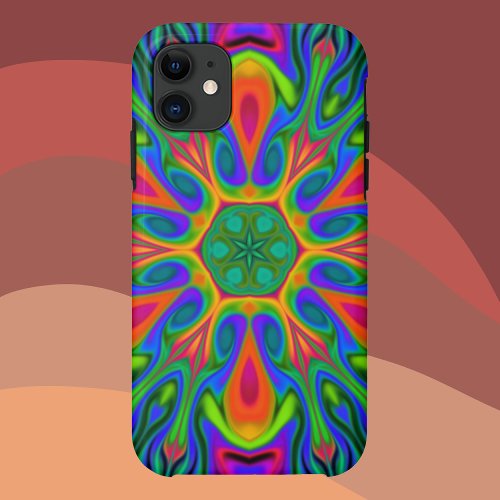 Psychedelic Hippie Flower Rainbow iPhone 11 Case