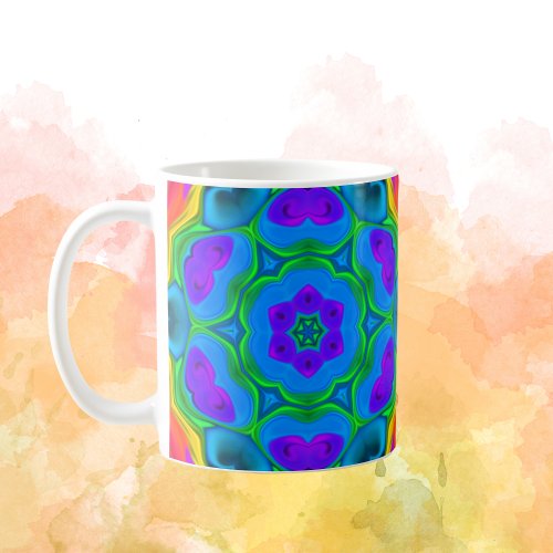 Psychedelic Hippie Flower Rainbow Coffee Mug