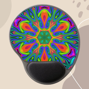 Psychedelic Hippie Flower Rainbow Gel Mouse Pad