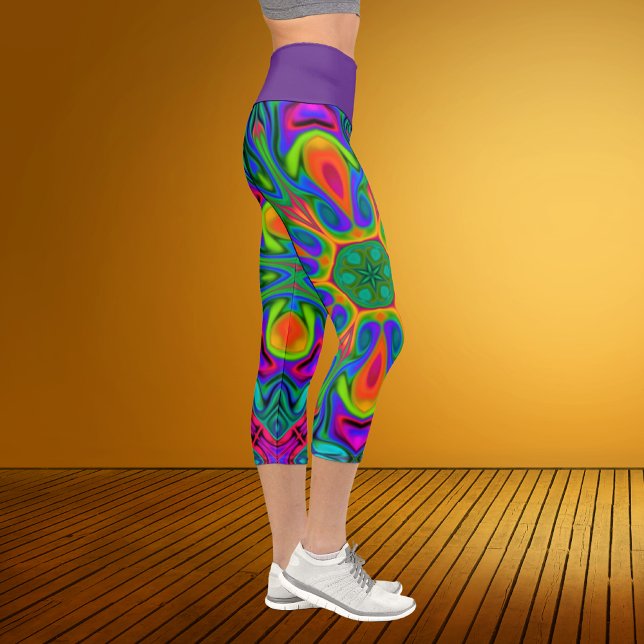 Psychedelic Hippie Flower Rainbow Leggings (Creator Uploaded)