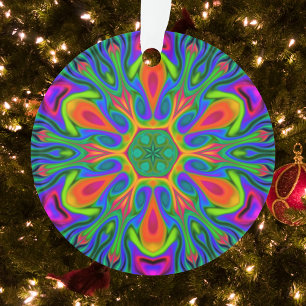 Psychedelic Hippie Flower Rainbow Ornament