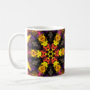 Psychedelic Hippie Flower Red Yellow and Purple Coffee Mug