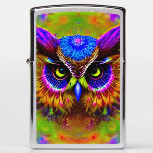 Psychedelic Hippie Groovy Owl  Zippo Lighter
