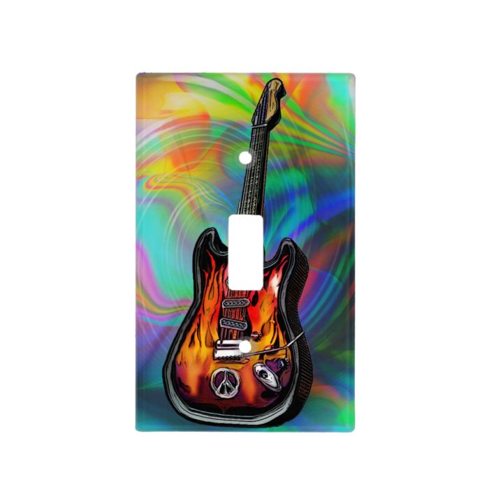 Psychedelic Hippie Guitar Lightswitch Cover Light Switch Plates