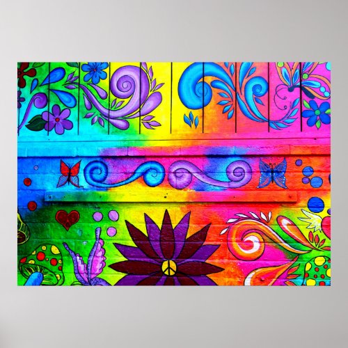 psychedelic hippie mural poster
