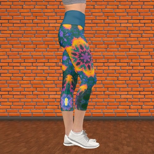 Psychedelic Hippie Orange Blue and Green Leggings