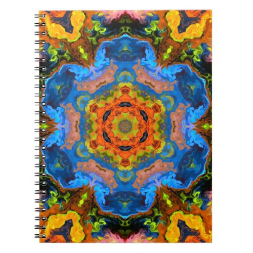 Psychedelic Hippie Orange Blue and Green Notebook