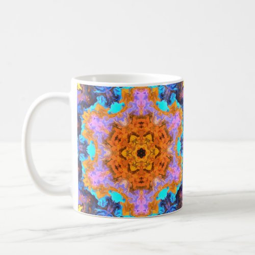 Psychedelic Hippie Orange Blue and Yellow Coffee Mug