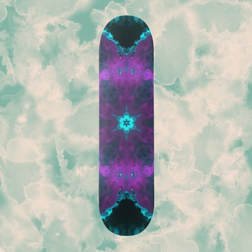 Psychedelic Hippie Purple and Teal Skateboard