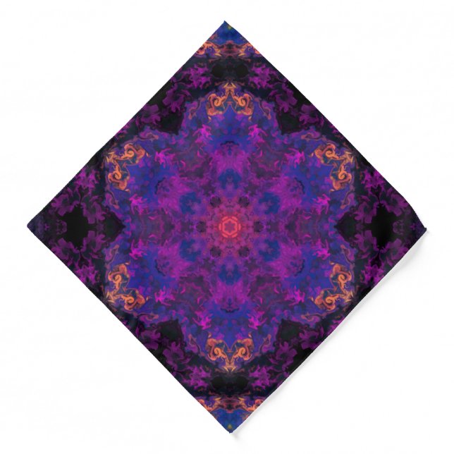 Psychedelic Hippie Purple and Yellow Bandana (Front)