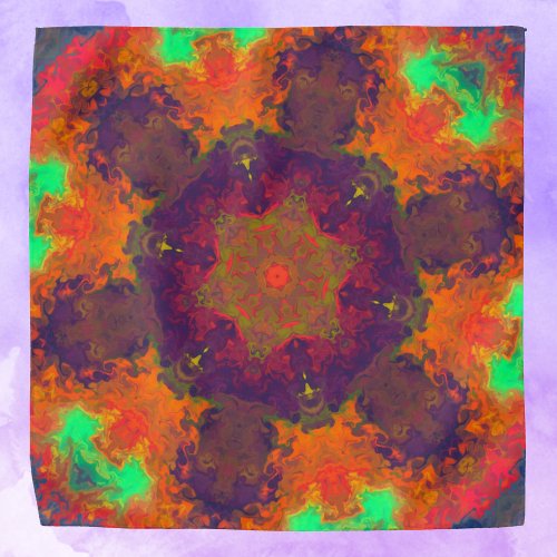 Psychedelic Hippie Purple Orange and Green Bandana