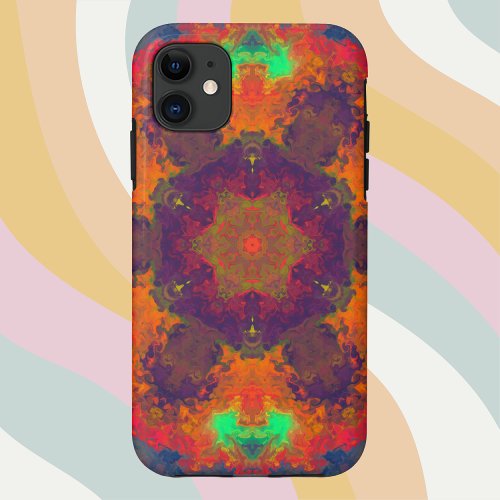 Psychedelic Hippie Purple Orange and Green iPhone 11 Case