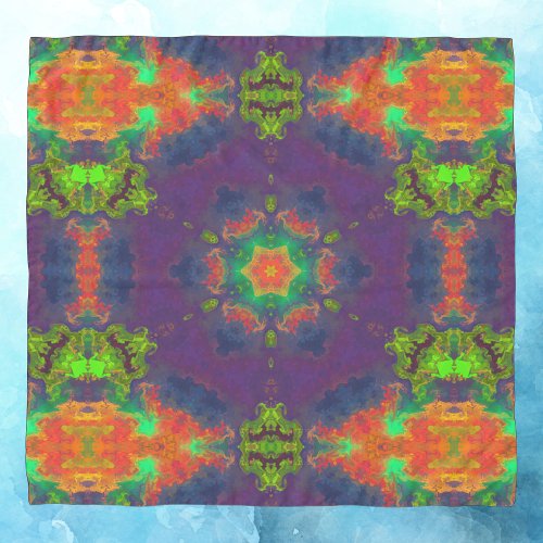 Psychedelic Hippie Purple Orange and Green Scarf