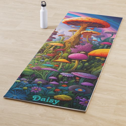 Psychedelic Hippie Rainbow Mushroom Yoga Mat