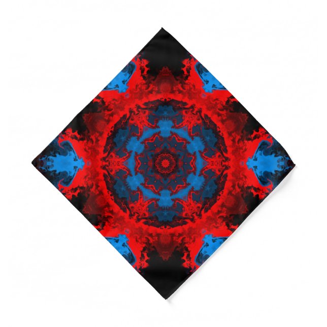Psychedelic Hippie Red and Blue Bandana (Front)