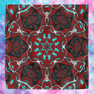 Psychedelic Hippie Red and Teal Bandana