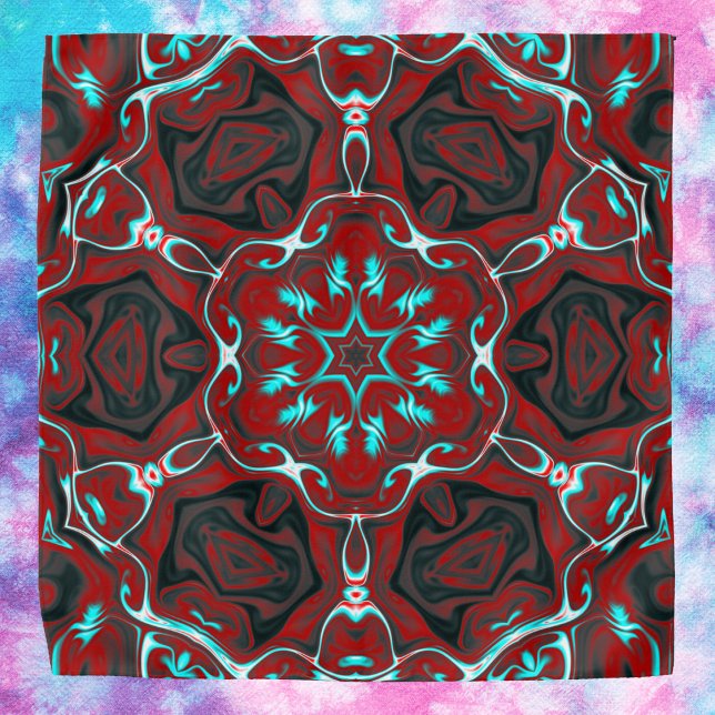Psychedelic Hippie Red and Teal Bandana (Creator Uploaded)