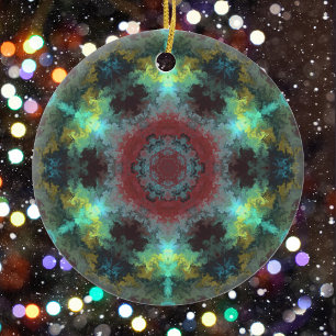 Psychedelic Hippie Red Blue and Yellow Ceramic Ornament
