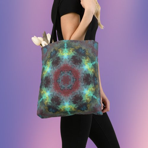 Psychedelic Hippie Red Blue and Yellow Tote Bag