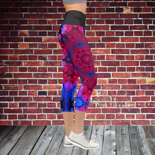 Psychedelic Hippie Red Pink and Blue Leggings