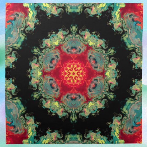 Psychedelic Hippie Red Teal and Black Cloth Napkin