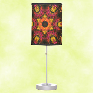 Psychedelic Hippie Red Yellow and Orange Table Lamp