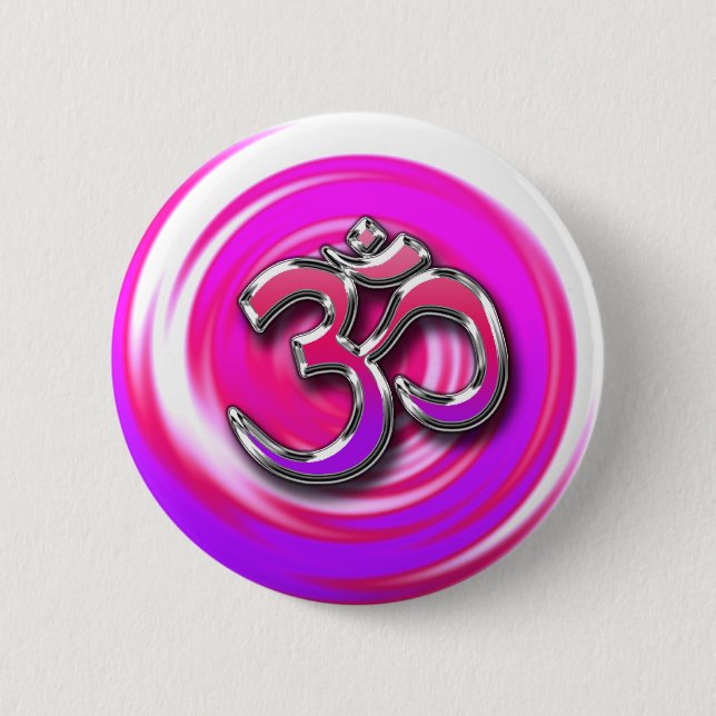Psychedelic Hippie Style Yoga Symbol Pinback Button (Front)